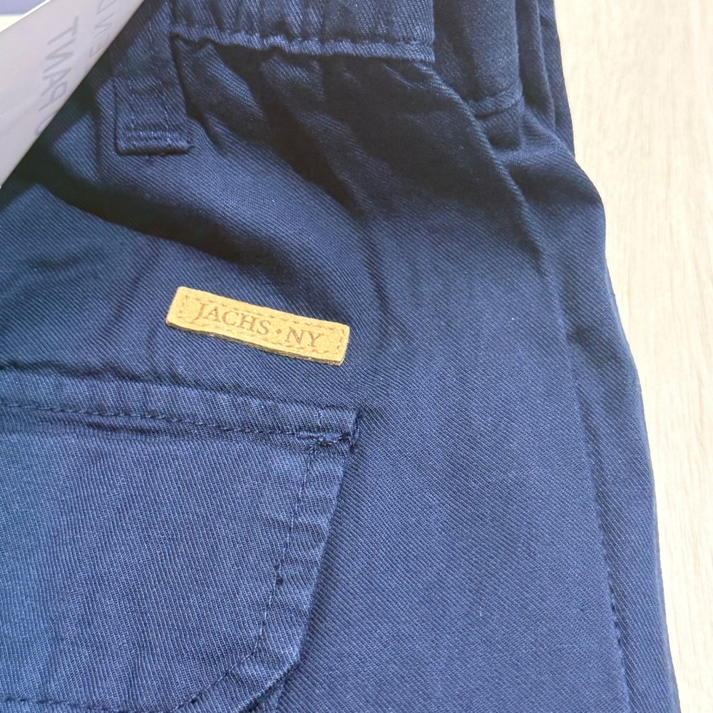 Jachs NY Mens Size 34 Linen Blend Cargo Pants Navy Blue Elastic Waist NEW - Picture 4 of 8
